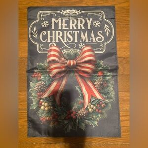 Garden Flag Winter Christmas Wreath 12" x 18" NWOT
